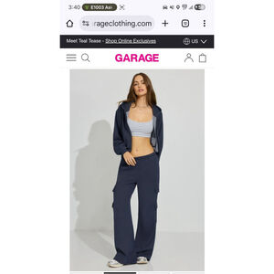 Garage UltraFleece Cargo Sweatpants baggy blue size xs
